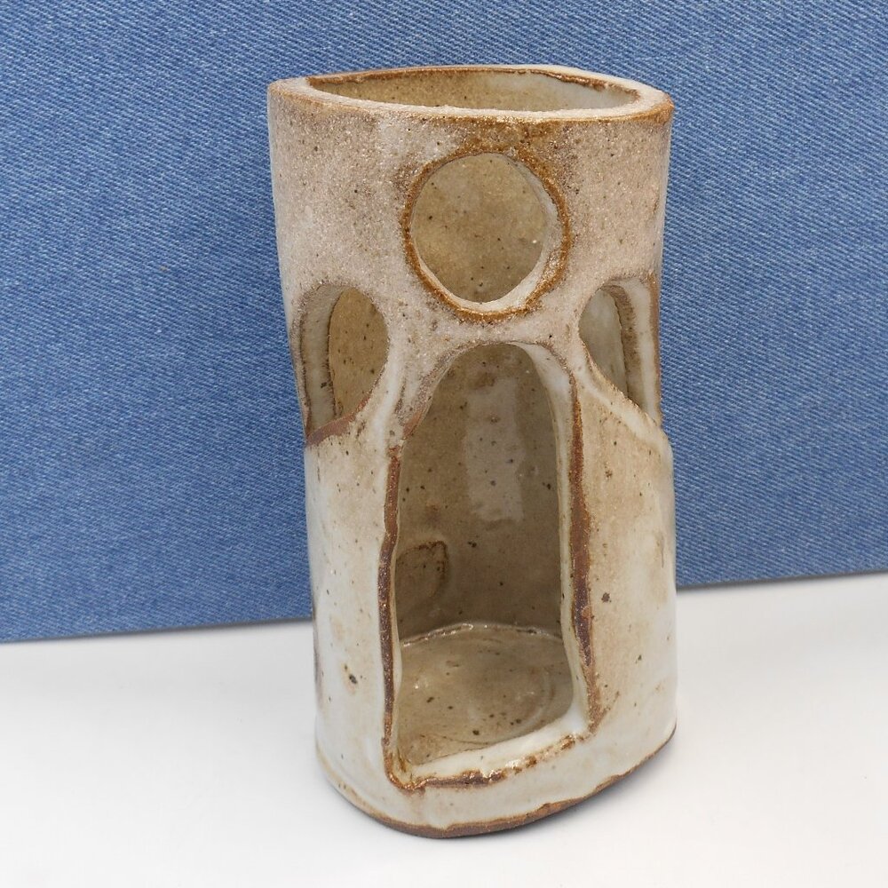 LUMIMARY ANGEL CANDLE HOLDER CERAMIC STUDIO POTTERY CYLINDRICAL OFF-WHITE HANDMA